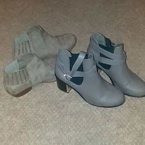 Two pair of tan/beige ankle boots